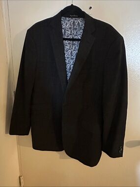 English Laundry CHARCOAL GREY  Windowpane Wool Blazer Men's Regular Fit Size 46R